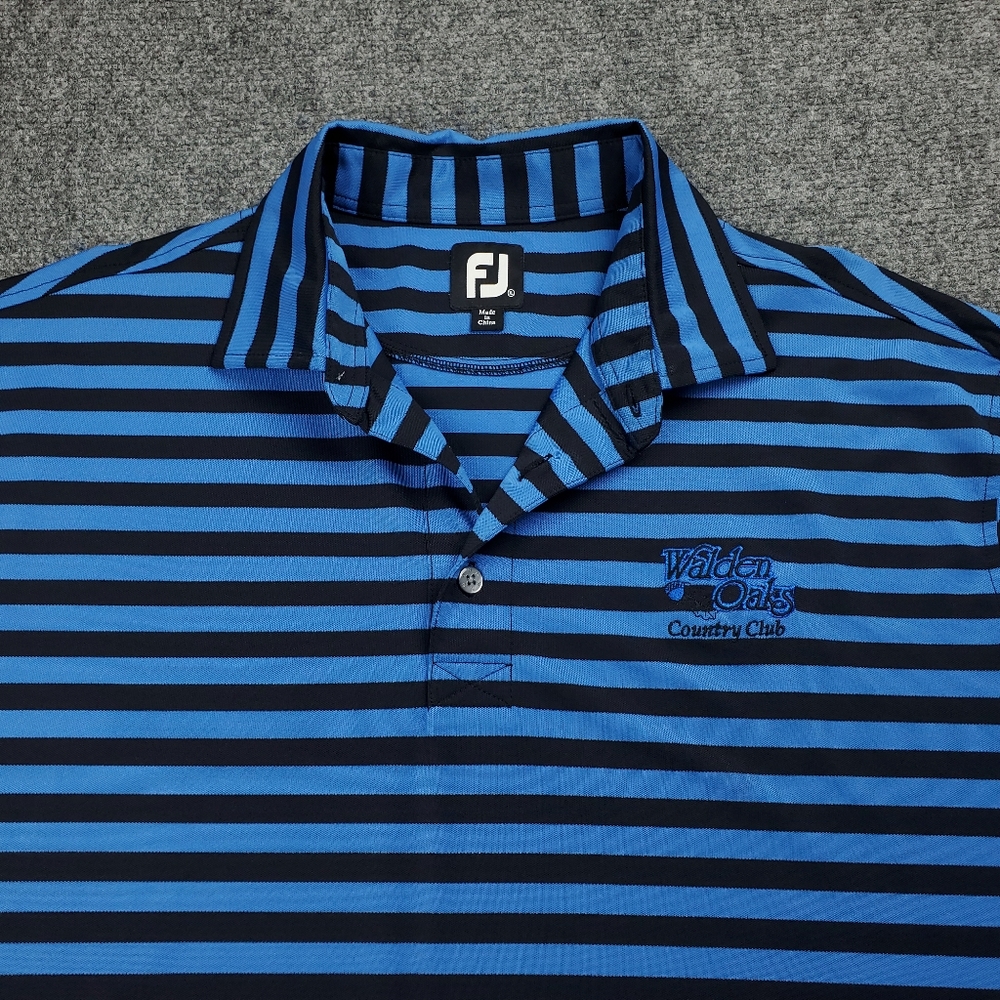 FootJoy FJ Polo Shirt Mens XL Golf Performance Blue Black Striped Athletic - Picture 5 of 10